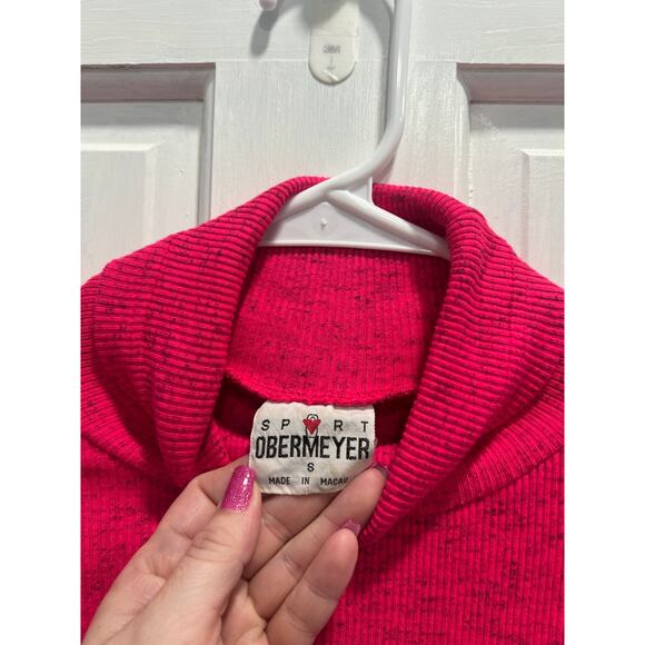OBERMEYER Vintage Sport Shoulder Pads Hot Pink Turtleneck SIZE SMALL Pre Loved - Picture 5 of 6